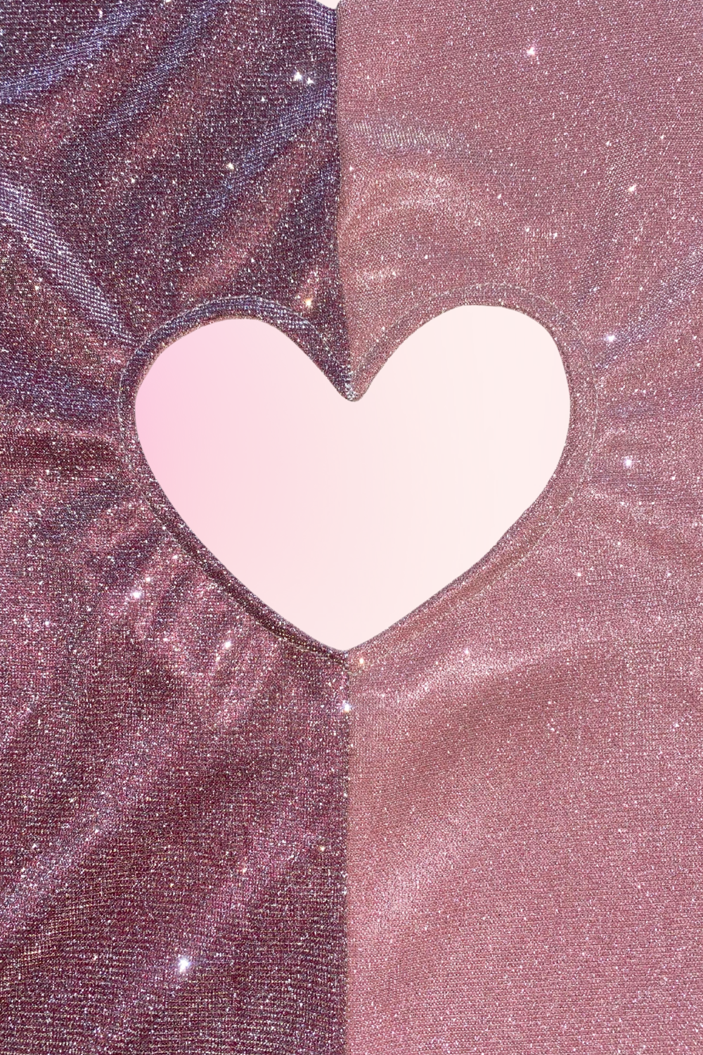 Custom Glitter Pink Heart Cut-Out Dress | Custom Color Block Dress with Ruffle Detail