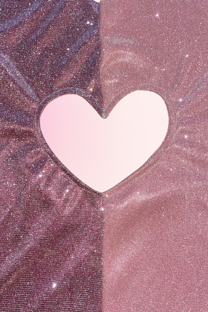 Custom Glitter Pink Heart Cut-Out Dress | Custom Color Block Dress with Ruffle Detail