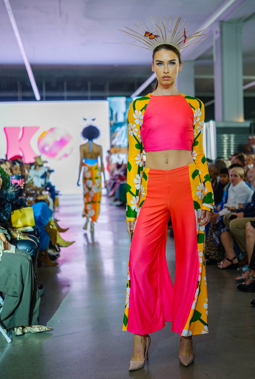 Sunset Gradient Matching Top + Wide-Leg Pants Set