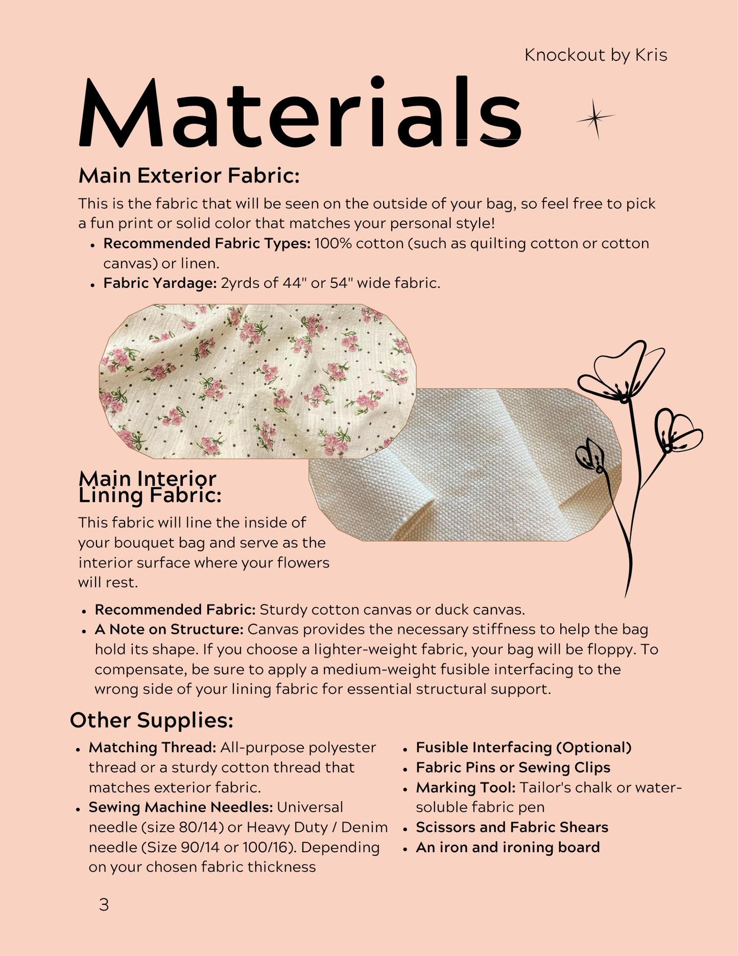 Flower Bouquet Bag Sewing Pattern PDF | US Letter & A4 Print At Home