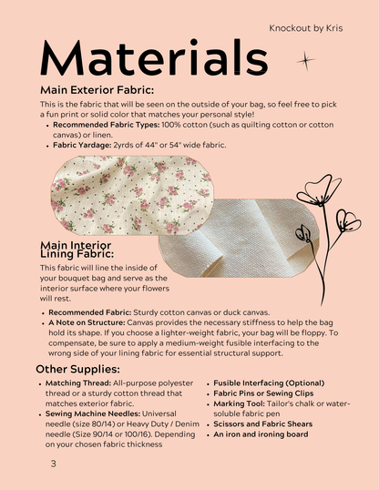 Flower Bouquet Bag Sewing Pattern PDF | US Letter & A4 Print At Home