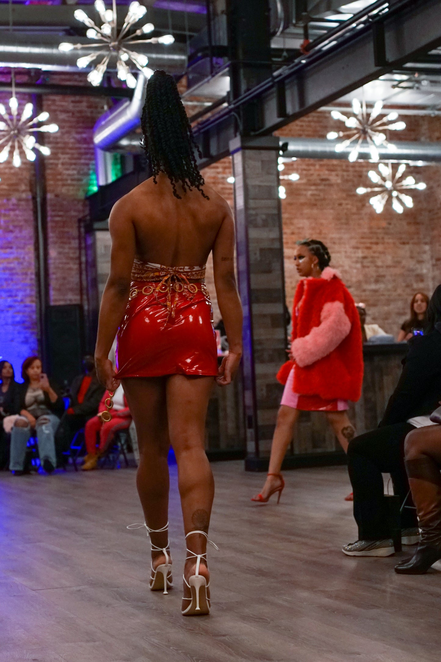 Red Hot Halter Top and Faux Leather Mini Skirt