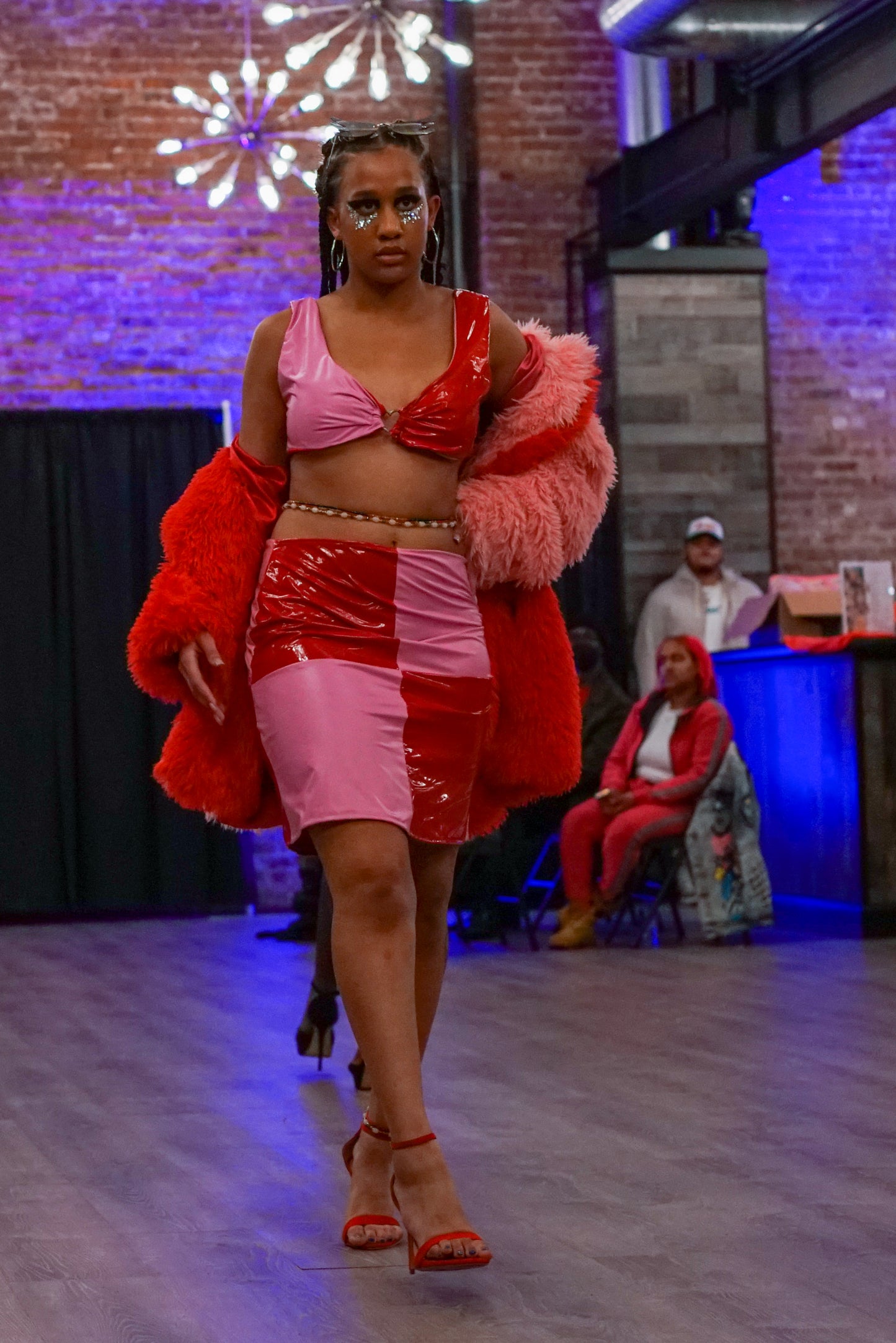 Pink and Red Faux Leather Set