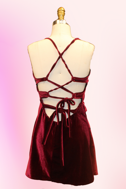 Luxe Velvet Mini Dress with Adjustable Open-Back – Party-Ready Style