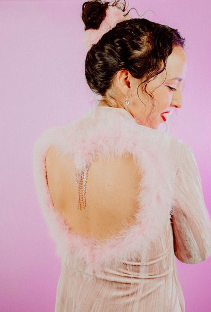 Sweet Heart-Less Pink Velvet Gown – A Show-Stopping Romantic Statement